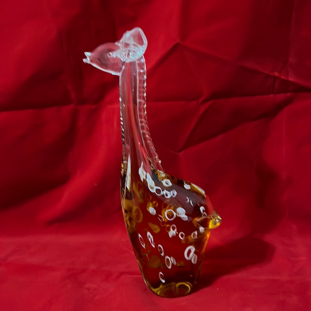 Blown 11” tall Murano glass giraffe, ginger color